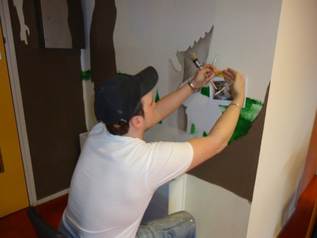 Olifant, opzetten, eerste laag, muurschildering, muurdecoratie, decoratie