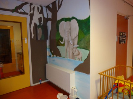 Olifant, tussenresultaat, muurdecoratie, muurschildering, decoratie