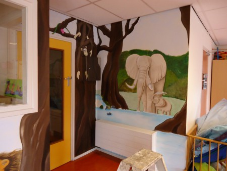 Olifant, eindresultaat, muurschildering, muurdecoratie, decoratie