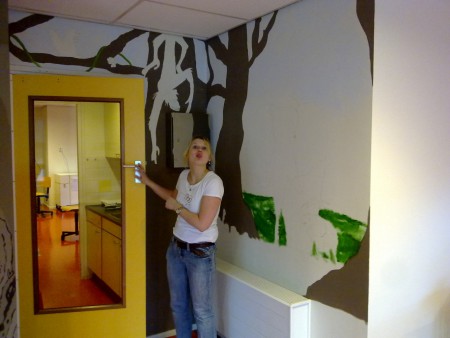 Olifant, opzetten, eerste laag, muurschildering, muurdecoratie, decoratie