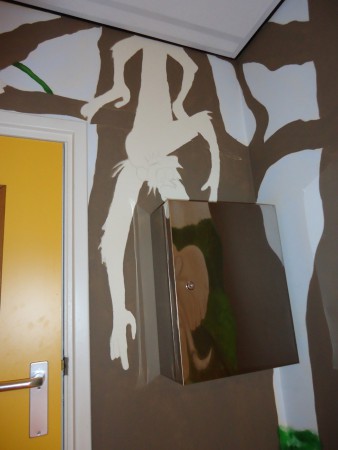 Tekening aap, decoratie, muurschildering, muurdecoratie